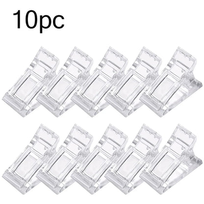 10PC Transparent Nail Art Clips Gel Polish Fixed Extension Fingernail Building Tips Plastic Clamps Manicure Tools Nail Clip