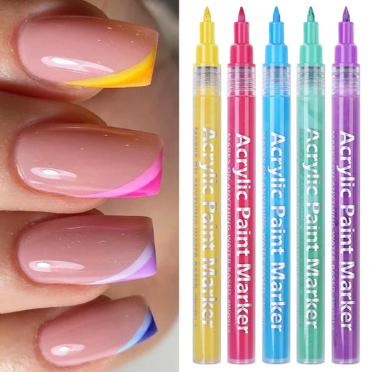 ijili 10 Colors Nail Art Graffiti Pen Acrylic Flower Wave Stripe DIY Painting Gel Polish Nail Brush Abstract Lines Drawing Tools