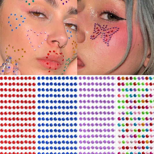 ijili  -  4mm Tattoo Diamond Sticker Eyes Face Makeup Self Adhesive Rhinestone Festival DIY Crystal Gems Nail Decoration Acrylic Stickers