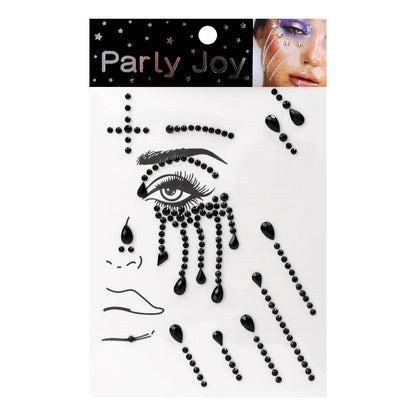 ijili  -  3D Temporary Tattoo Face Jewelry Gems Rhinestone Decoration Party Makeup Body Shining Festival Flash Tattoos Body Art Stickers