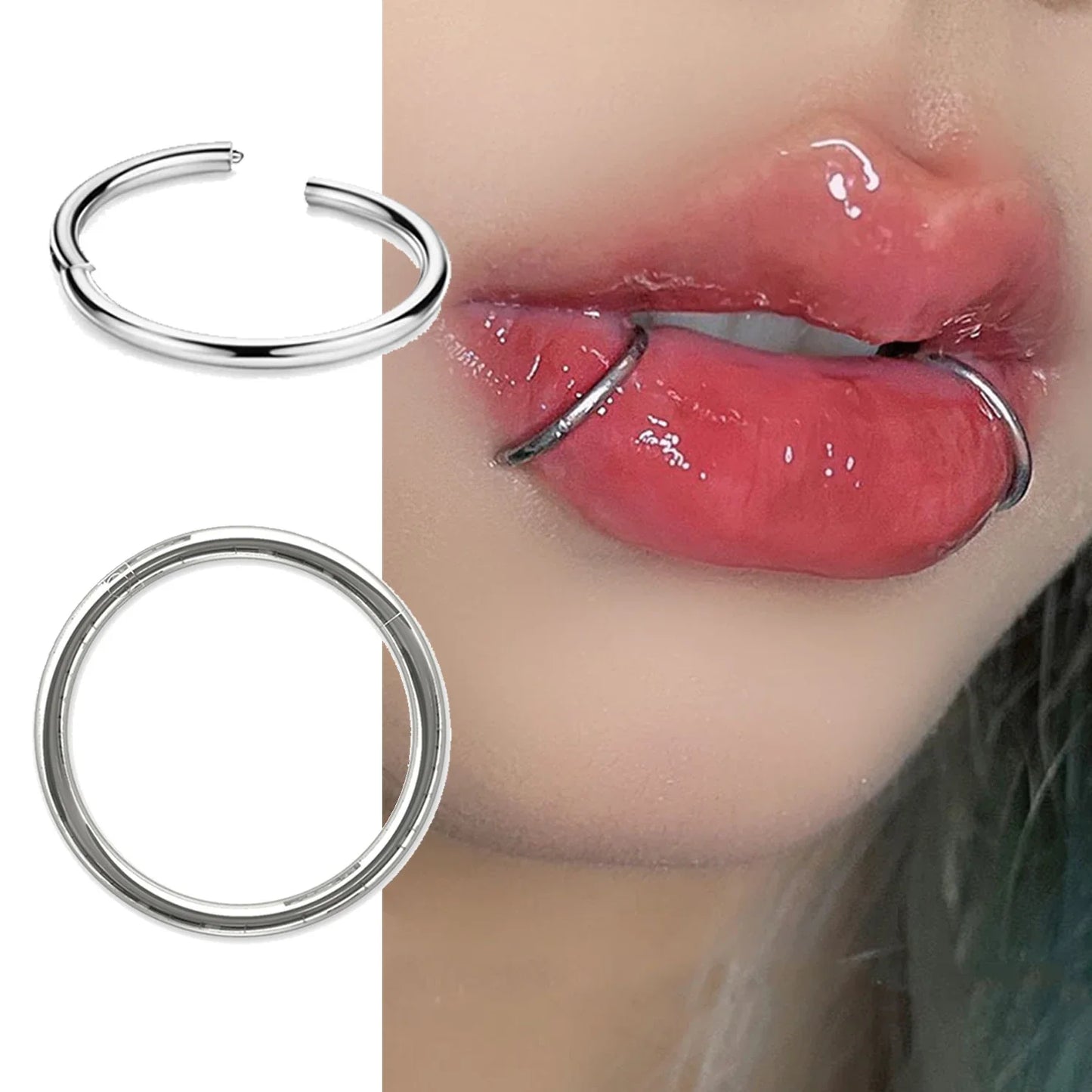 1.2mm Septum Piercing Surgical Steel Clicker Hinged Segment Ring Goth Nose Hoop Earrings Lip Ear Cartilage Helix Piercings 1Pcs