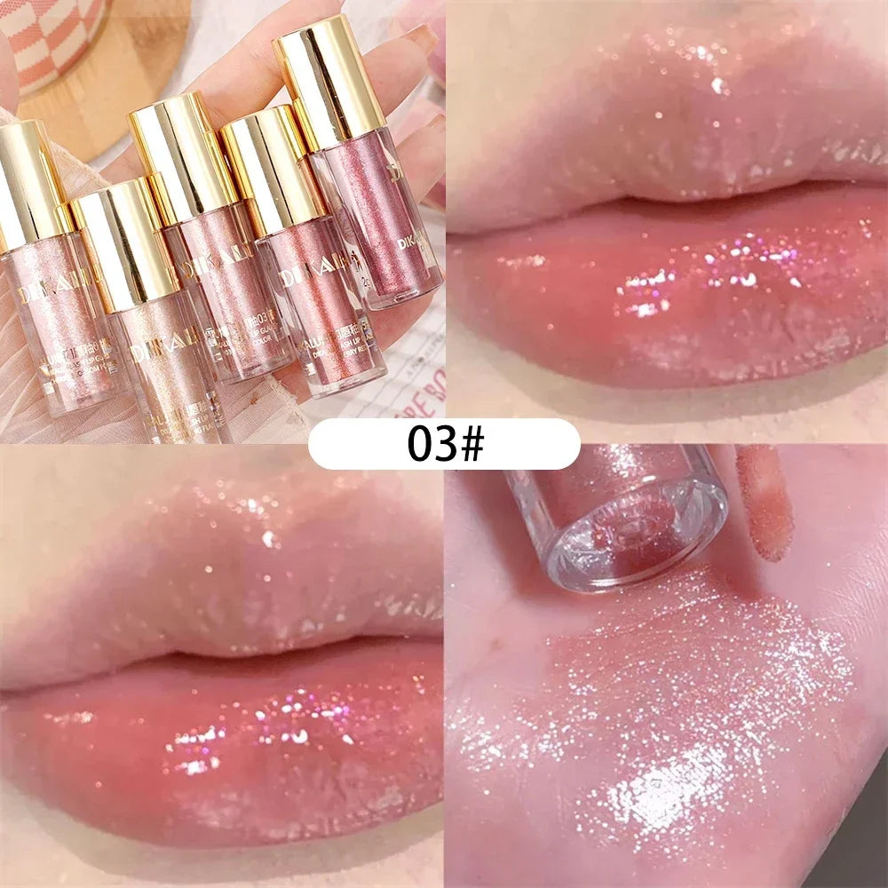 ijili  -  Diamond Glitter Lip Gloss Makeup Waterproof Lasting Moisturizing Pearl Mirror Liquid Lipstick Shine Lip Tint Women Lips Cosmetic