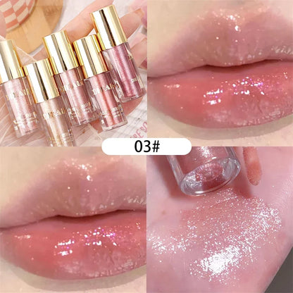 ijili  -  Diamond Glitter Lip Gloss Makeup Waterproof Lasting Moisturizing Pearl Mirror Liquid Lipstick Shine Lip Tint Women Lips Cosmetic