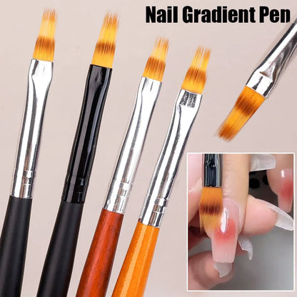 4PCS Phototherapy 3D Nails Gradient Brush Pen Acrylic UV Gel Extension Builder Coating Painting Brushes DIY Manicure Salon Tools