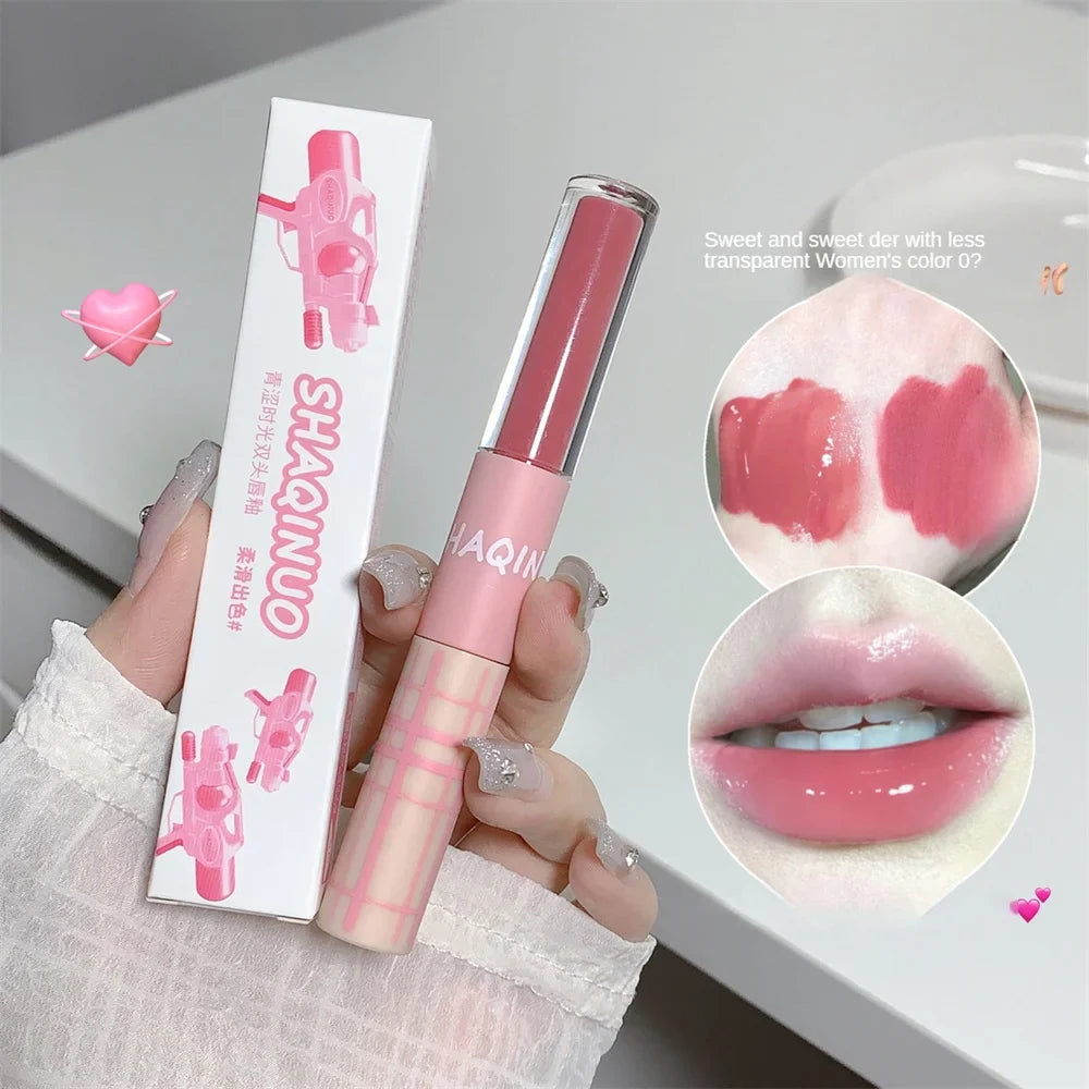 1pc Double Ended Waterproof Lip Gloss Matte Velvet Lip Gloss Long Lasting Lip Gloss Sexy Red Liquid Lipstick Makeup