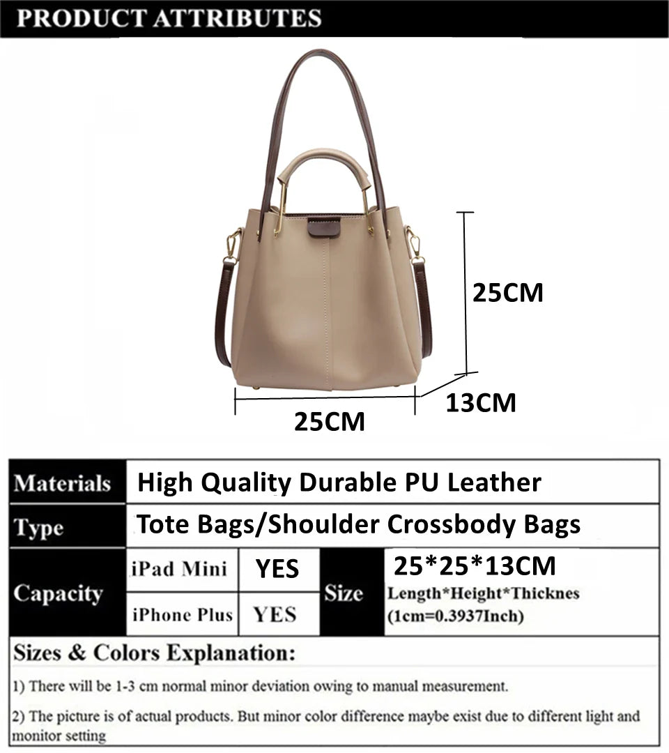 ijili Burminsa Metal Short Handle Bucket Small Tote Handbags For Women Trend Designer PU Leather Ladies Shoulder Crossbody Bags