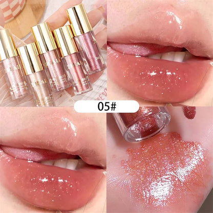 ijili  -  Diamond Glitter Lip Gloss Makeup Waterproof Lasting Moisturizing Pearl Mirror Liquid Lipstick Shine Lip Tint Women Lips Cosmetic