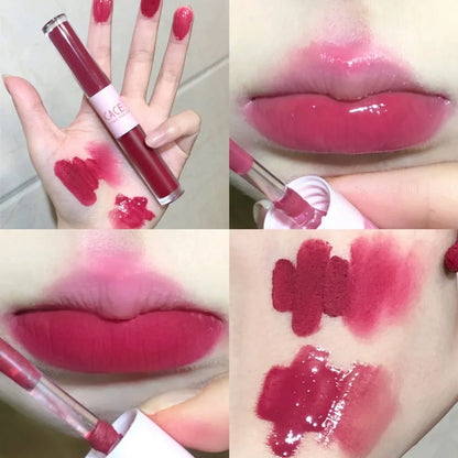 Double Head Matte Mirror Lip Gloss Long Lasting Moisturizing Water Light Sexy Red Brown Tint Liquid Lipstick Lip Makeup Cosmetic