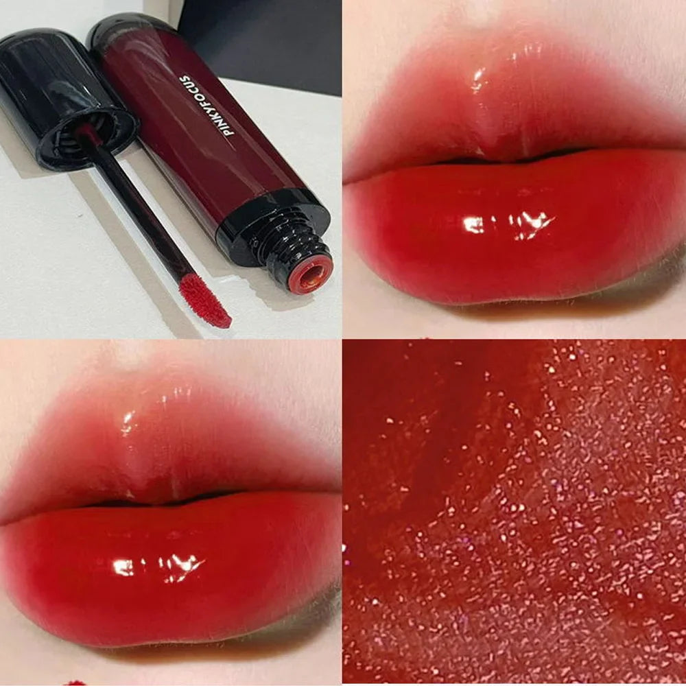 ijili  -  6Color Mirror Lip Gloss Lasting Moisturizing Water Glass Lip Glaze Transparent Tea Red Color Juicy Lip Tint Lips Makeup Cosmetic