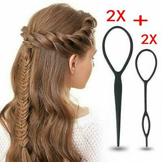 4pcs/setHair Braid Topsy Tail Ponytail Tools Hair Bun Maker Hair Styling Tools Ponytail Creator Plastic Loop Hair Accessories