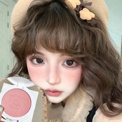 ijili  -  Cute Powder Blusher Natural Matte Brightening Rouge Peach Pink Blusher Face Cheek Tint Blush Contour Makeup Palette Cosmetics