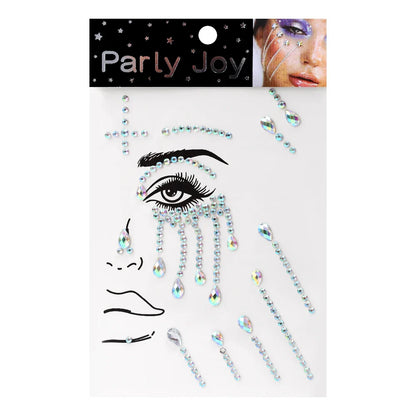 ijili  -  3D Temporary Tattoo Face Jewelry Gems Rhinestone Decoration Party Makeup Body Shining Festival Flash Tattoos Body Art Stickers