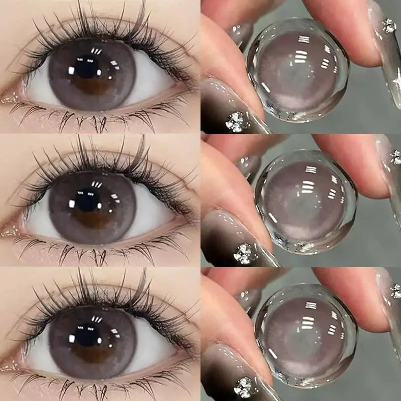 1 Pair Korean Pink Lenses Colored Contact Lenses with Degree Myopia Lenses Natural Fashion Lenses New