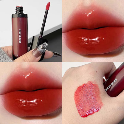 ijili  -  6Color Mirror Lip Gloss Lasting Moisturizing Water Glass Lip Glaze Transparent Tea Red Color Juicy Lip Tint Lips Makeup Cosmetic