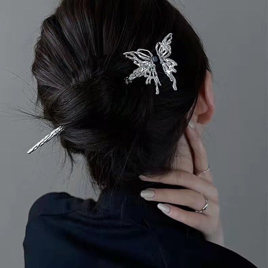 Vintage Metal Liquid Butterfly Hair Stick For Women Hair Fork Hair Chopsticks Hairpin Woman Jewelry Hair Clip Accessories