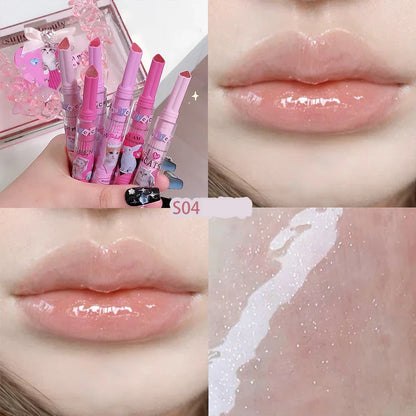 Heart-shaped Glitter Mirror Lipstick Makeup Water Light Jelly Solid Lip Gloss Non-stick Cup Moisturizing Lip Tint Lips Cosmetics