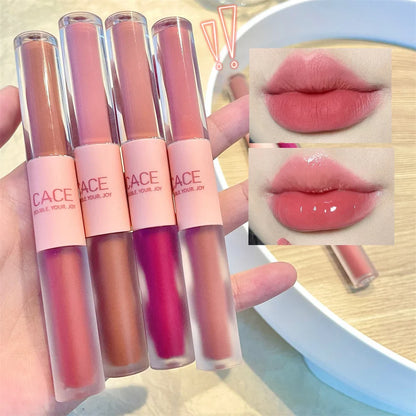 1pc Double Ended Waterproof Lip Gloss Matte Velvet Lip Gloss Long Lasting Lip Gloss Sexy Red Liquid Lipstick Makeup