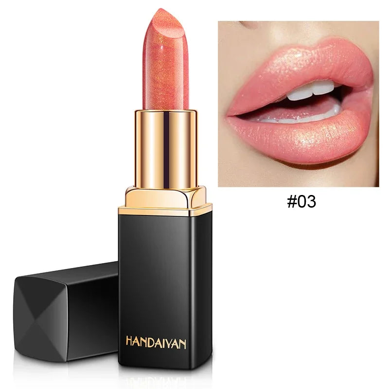 Handaiyan Waterproof Nude Glitter Lipstick Makeup Long Lasting Velvet Red Mermaid Sexy Shimmer Matte Lip Stick Cosmetic Beauty