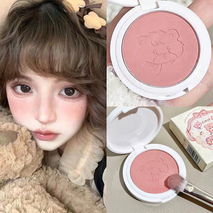 ijili  -  Cute Powder Blusher Natural Matte Brightening Rouge Peach Pink Blusher Face Cheek Tint Blush Contour Makeup Palette Cosmetics