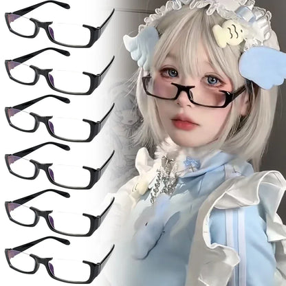 ijili  -   Korean Cosplay Half Frame Glasses Frame Women Lovely No Makeup Plain Glasses Men Eyewear Cute Decorative Computer Glasses