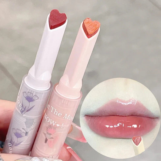 Heart-shaped Jelly Lipstick Waterproof Non-stick Cup Clear Mirror Lip Tint Moisturizing Glass Lip Glaze Lasting Makeup Cosmetics