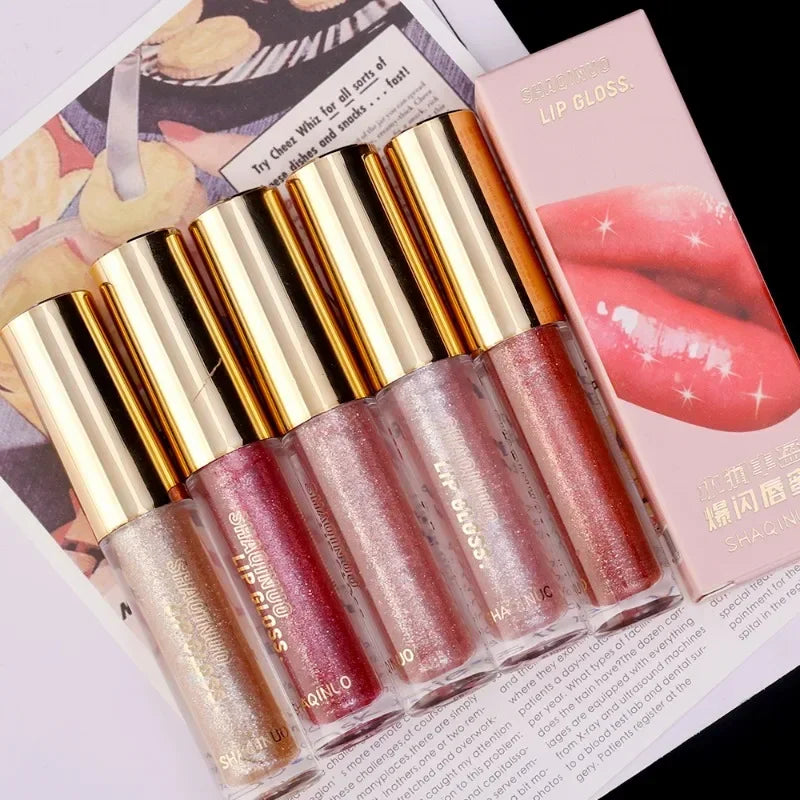 ijili  -  Diamond Glitter Lip Gloss Makeup Waterproof Lasting Moisturizing Pearl Mirror Liquid Lipstick Shine Lip Tint Women Lips Cosmetic