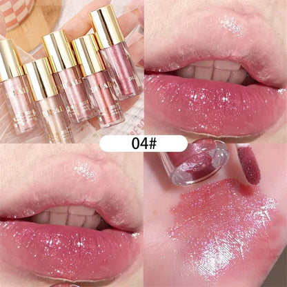 ijili  -  Diamond Glitter Lip Gloss Makeup Waterproof Lasting Moisturizing Pearl Mirror Liquid Lipstick Shine Lip Tint Women Lips Cosmetic