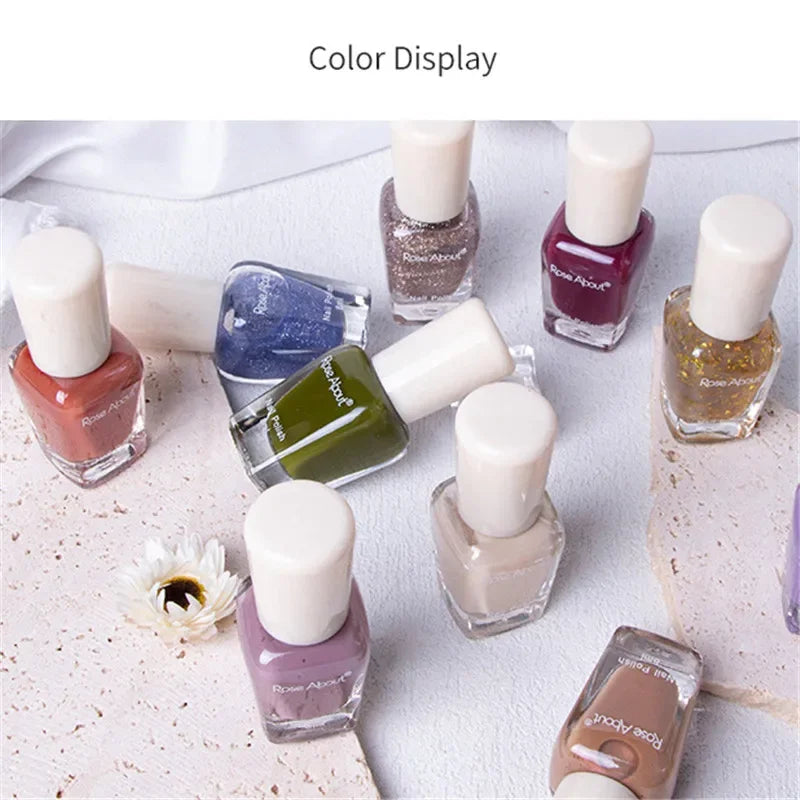 40 Colors No Bake Water-based Nail Polish Glitter Sequins Long-lasting Tearable Healthy Tearable Quick-drying Nude Nail Polish