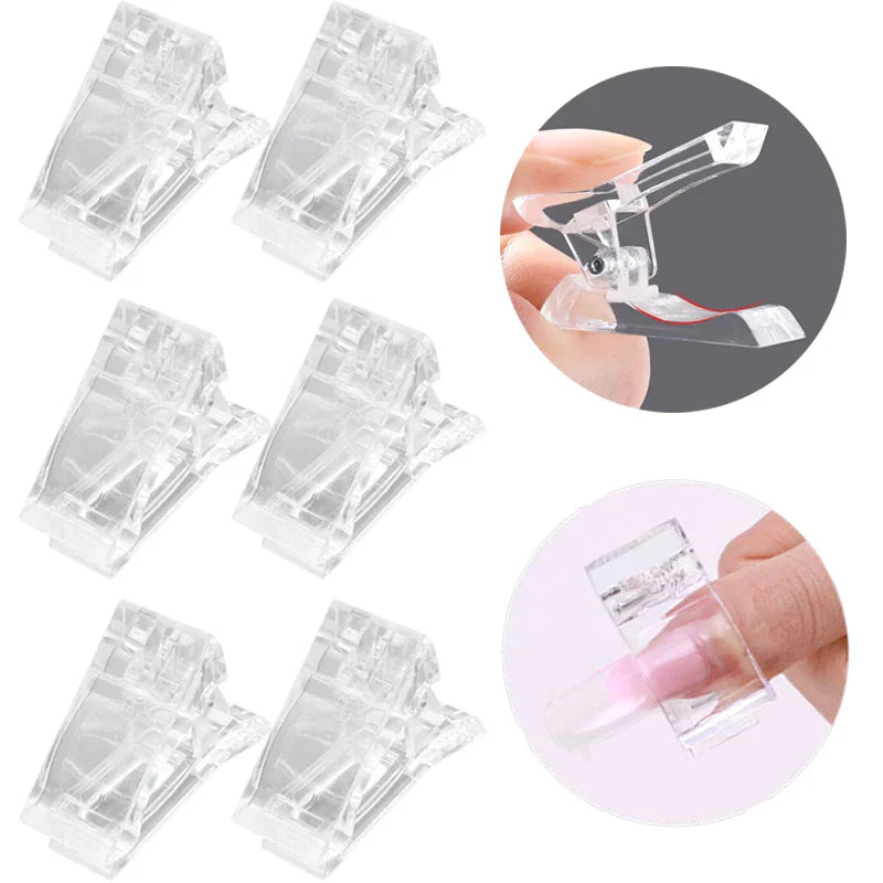 10PC Transparent Nail Art Clips Gel Polish Fixed Extension Fingernail Building Tips Plastic Clamps Manicure Tools Nail Clip