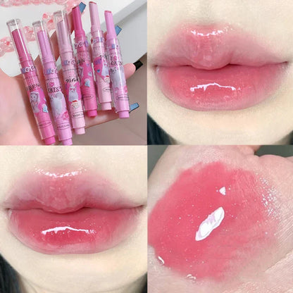 Heart-shaped Glitter Mirror Lipstick Makeup Water Light Jelly Solid Lip Gloss Non-stick Cup Moisturizing Lip Tint Lips Cosmetics