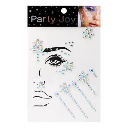 ijili  -  3D Temporary Tattoo Face Jewelry Gems Rhinestone Decoration Party Makeup Body Shining Festival Flash Tattoos Body Art Stickers