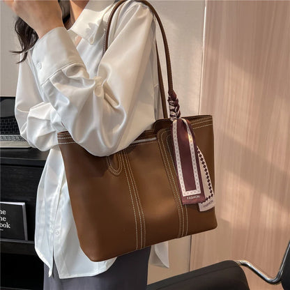 ijili Burminsa Large Work Tote Bags With Zipper For Women Trend Designer Commuter Shoulder Shopper Bag PU Leather Ladies Handbags