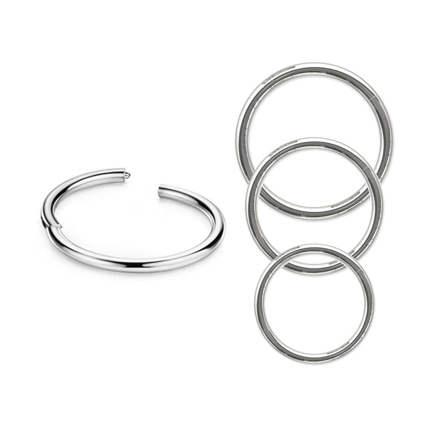 1.2mm Septum Piercing Surgical Steel Clicker Hinged Segment Ring Goth Nose Hoop Earrings Lip Ear Cartilage Helix Piercings 1Pcs