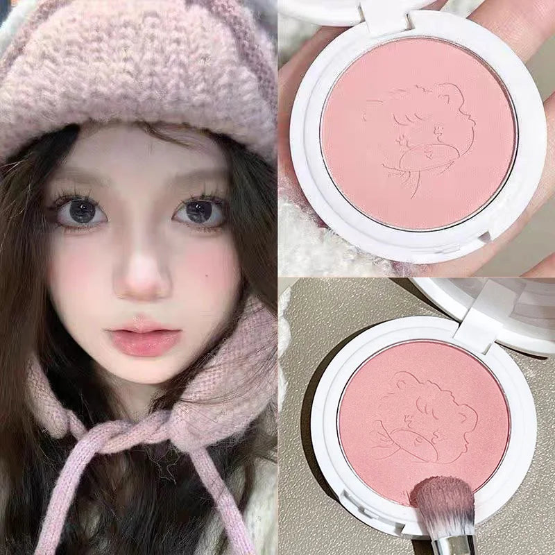 ijili  -  Cute Powder Blusher Natural Matte Brightening Rouge Peach Pink Blusher Face Cheek Tint Blush Contour Makeup Palette Cosmetics