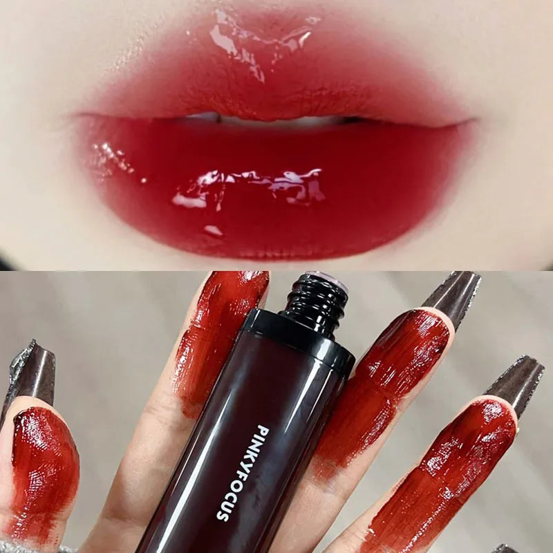 ijili  -  6Color Mirror Lip Gloss Lasting Moisturizing Water Glass Lip Glaze Transparent Tea Red Color Juicy Lip Tint Lips Makeup Cosmetic