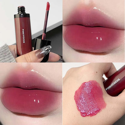 ijili  -  6Color Mirror Lip Gloss Lasting Moisturizing Water Glass Lip Glaze Transparent Tea Red Color Juicy Lip Tint Lips Makeup Cosmetic