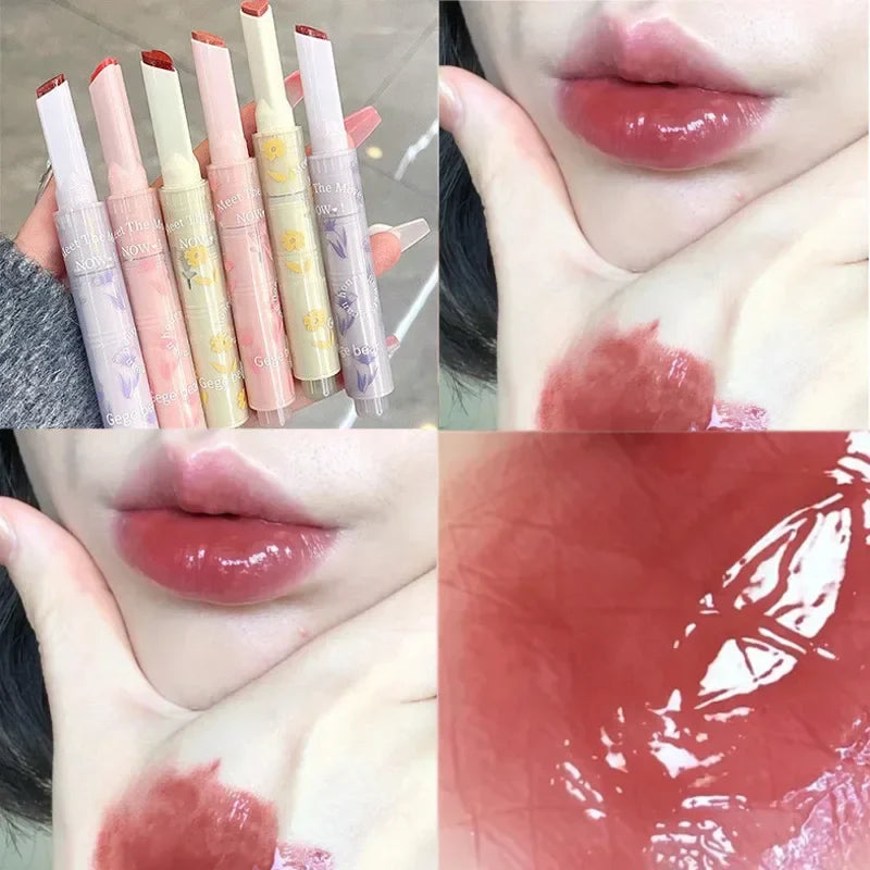 Heart-shaped Jelly Lipstick Waterproof Non-stick Cup Clear Mirror Lip Tint Moisturizing Glass Lip Glaze Lasting Makeup Cosmetics