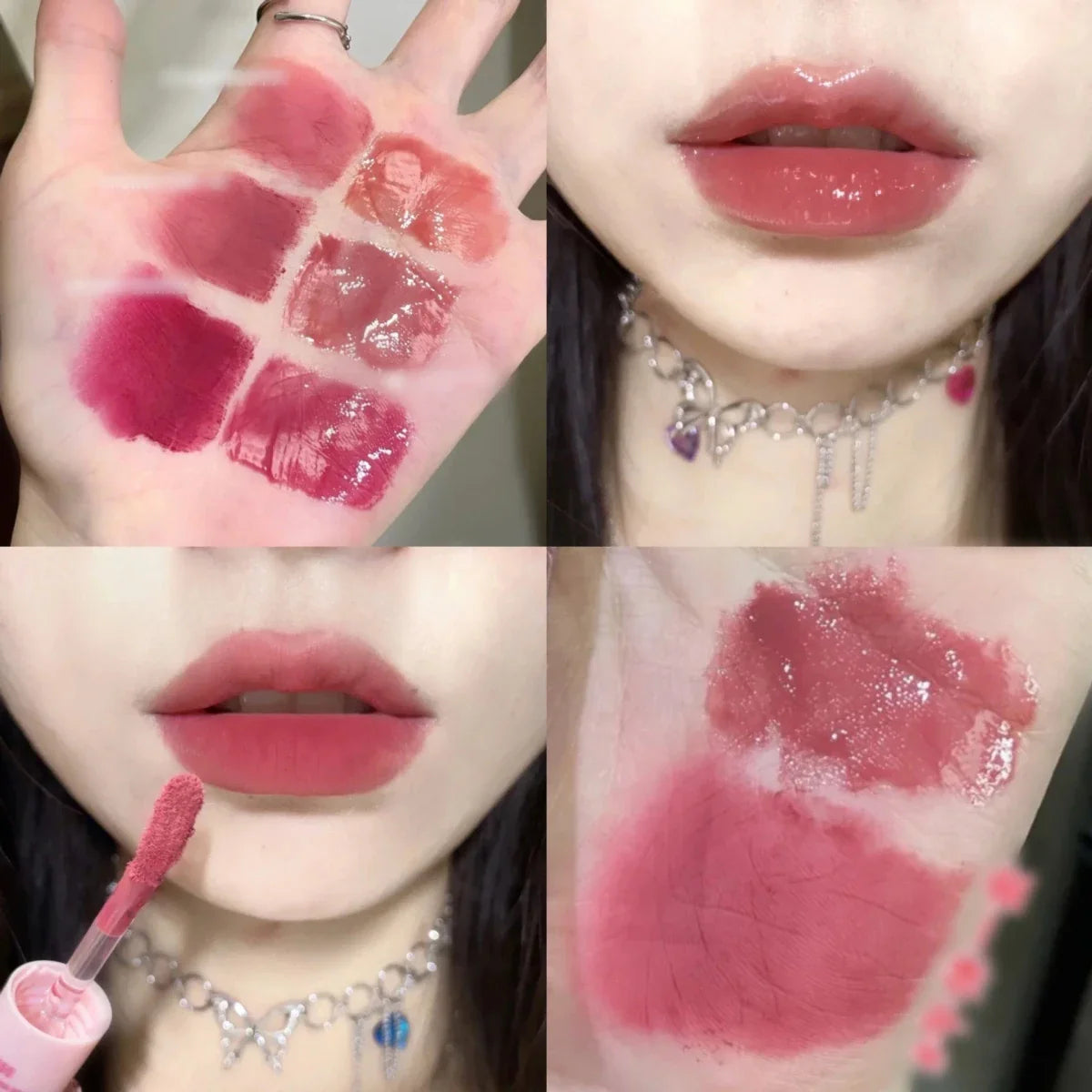 Double Head Matte Mirror Lip Gloss Long Lasting Moisturizing Water Light Sexy Red Brown Tint Liquid Lipstick Lip Makeup Cosmetic