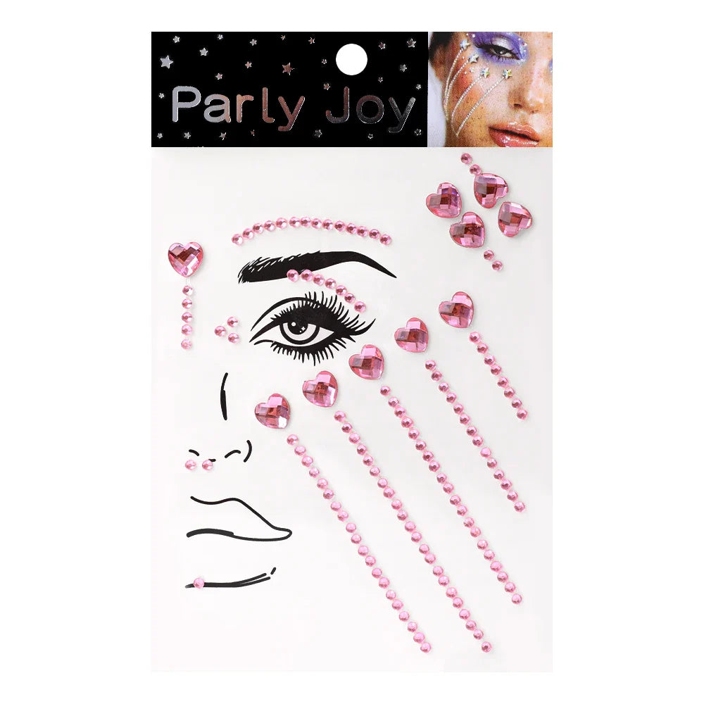 ijili  -  3D Temporary Tattoo Face Jewelry Gems Rhinestone Decoration Party Makeup Body Shining Festival Flash Tattoos Body Art Stickers