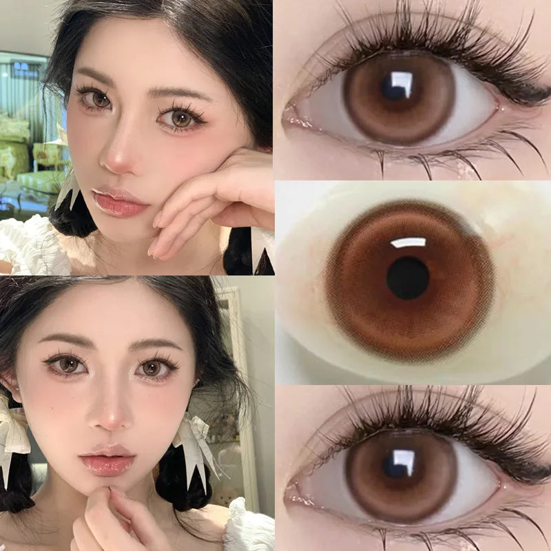 1 Pair New Brown Color Contact Lenses For Eyes Myopia Natural Pupils Cosmetic Soft High Quality Lenses