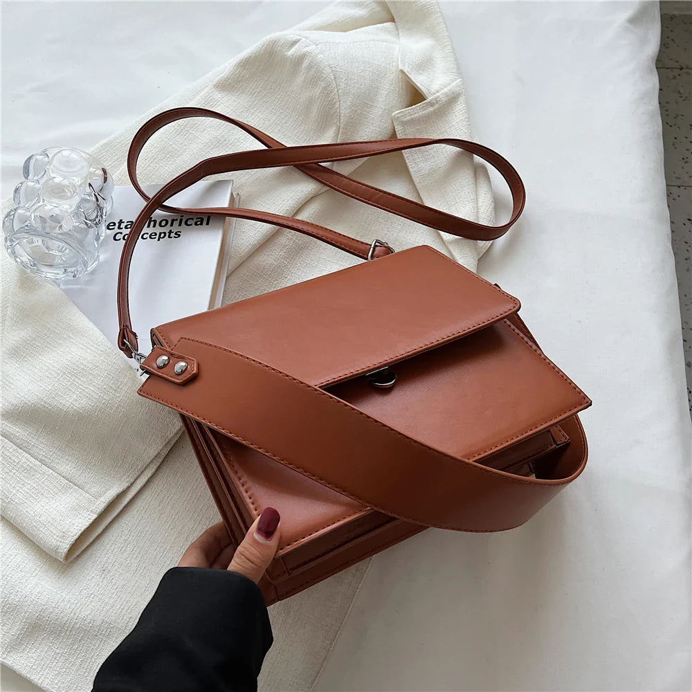 ijili Burminsa Double Layers Underarm Shoulder Bags For Women Trend Designer Square Flap Crossbody Bag PU Leather Ladies Handbags