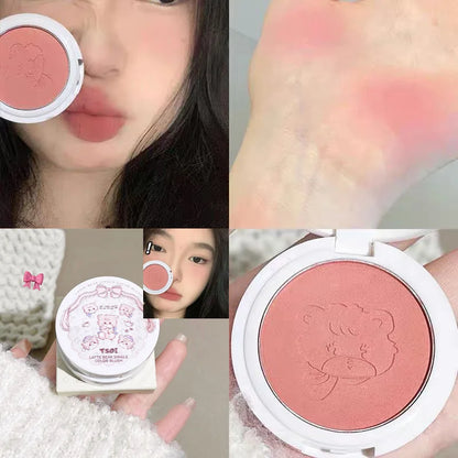 ijili  -  Cute Powder Blusher Natural Matte Brightening Rouge Peach Pink Blusher Face Cheek Tint Blush Contour Makeup Palette Cosmetics