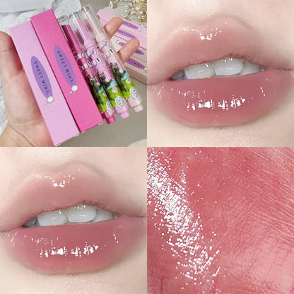 Heart-shaped Glitter Mirror Lipstick Makeup Water Light Jelly Solid Lip Gloss Non-stick Cup Moisturizing Lip Tint Lips Cosmetics