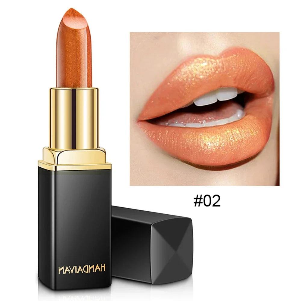 Handaiyan Waterproof Nude Glitter Lipstick Makeup Long Lasting Velvet Red Mermaid Sexy Shimmer Matte Lip Stick Cosmetic Beauty