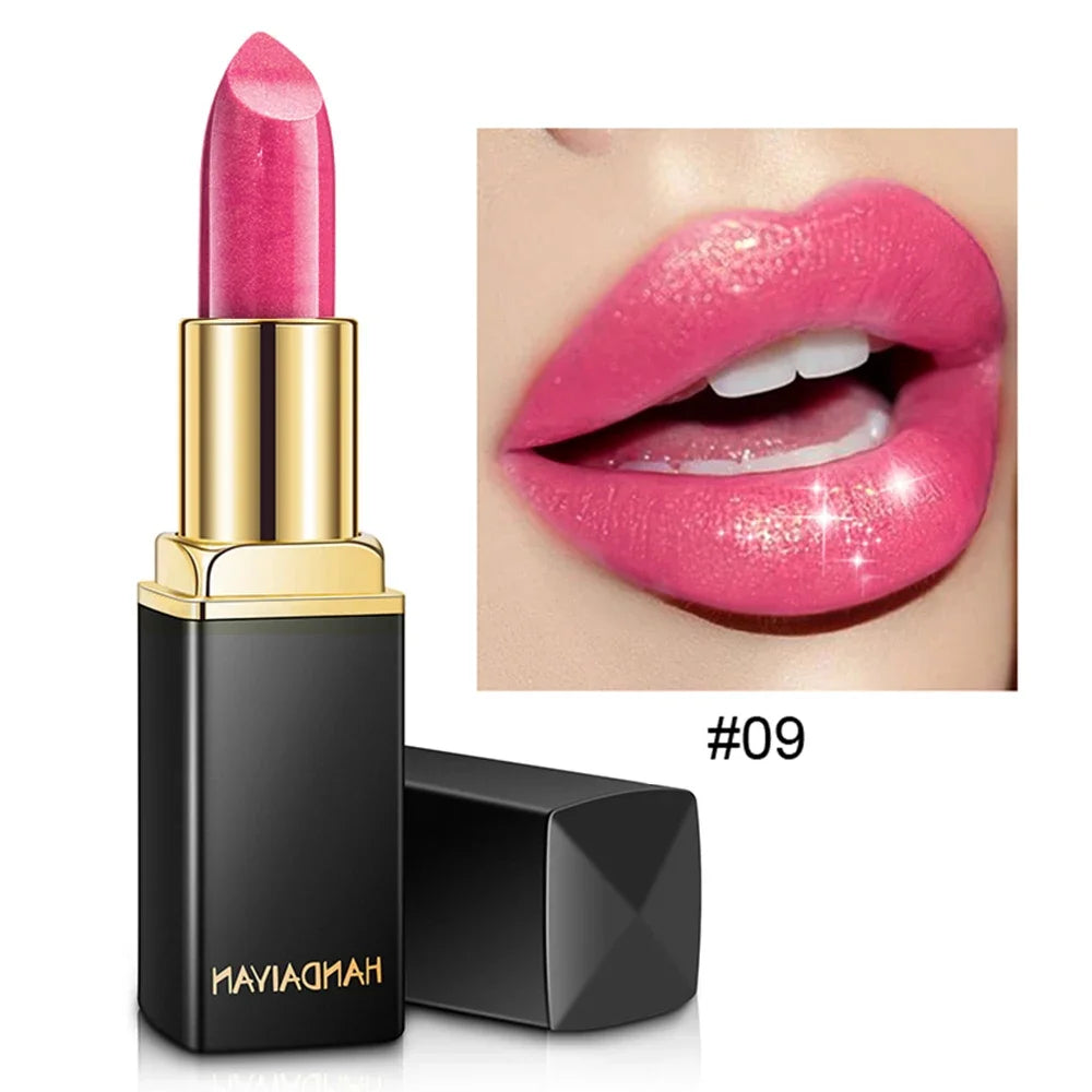 Handaiyan Waterproof Nude Glitter Lipstick Makeup Long Lasting Velvet Red Mermaid Sexy Shimmer Matte Lip Stick Cosmetic Beauty