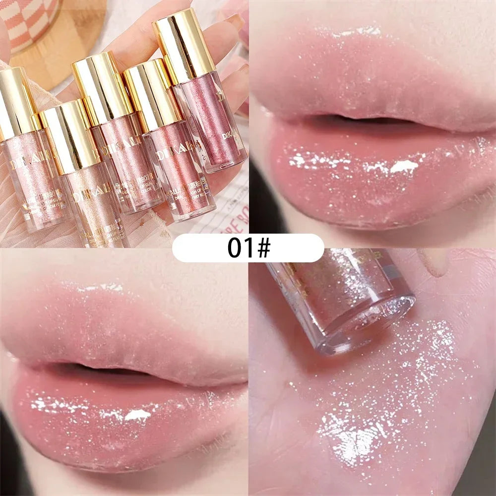 ijili  -  Diamond Glitter Lip Gloss Makeup Waterproof Lasting Moisturizing Pearl Mirror Liquid Lipstick Shine Lip Tint Women Lips Cosmetic