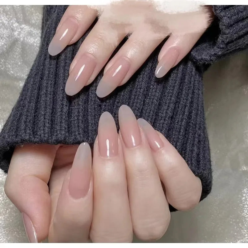 10pcs Purely handmade wearable manicure with gentle fake nails acrylic press on nails almond full cover false nail tips winter