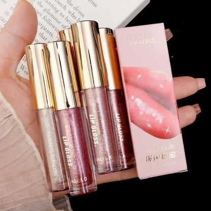 ijili  -  Diamond Glitter Lip Gloss Makeup Waterproof Lasting Moisturizing Pearl Mirror Liquid Lipstick Shine Lip Tint Women Lips Cosmetic