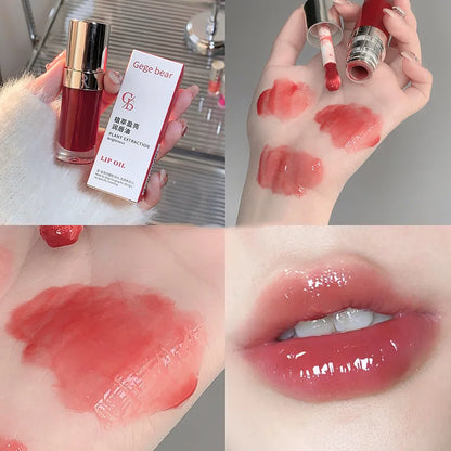 ijili  -  Crystal Glass Jelly Lip Oil Mirror High Gloss Lip Gloss Plumper Moisturizing Lip Tint Cherry Red Colored Lipstick Korean Makeup