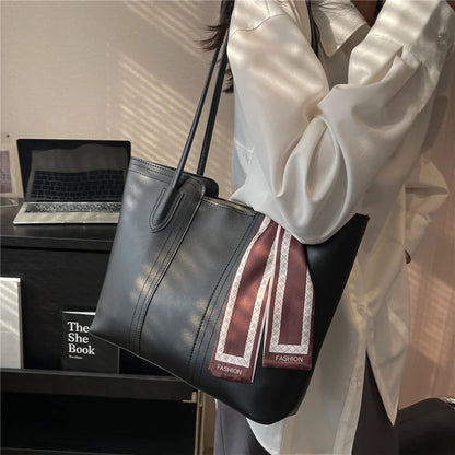 ijili Burminsa Large Work Tote Bags With Zipper For Women Trend Designer Commuter Shoulder Shopper Bag PU Leather Ladies Handbags